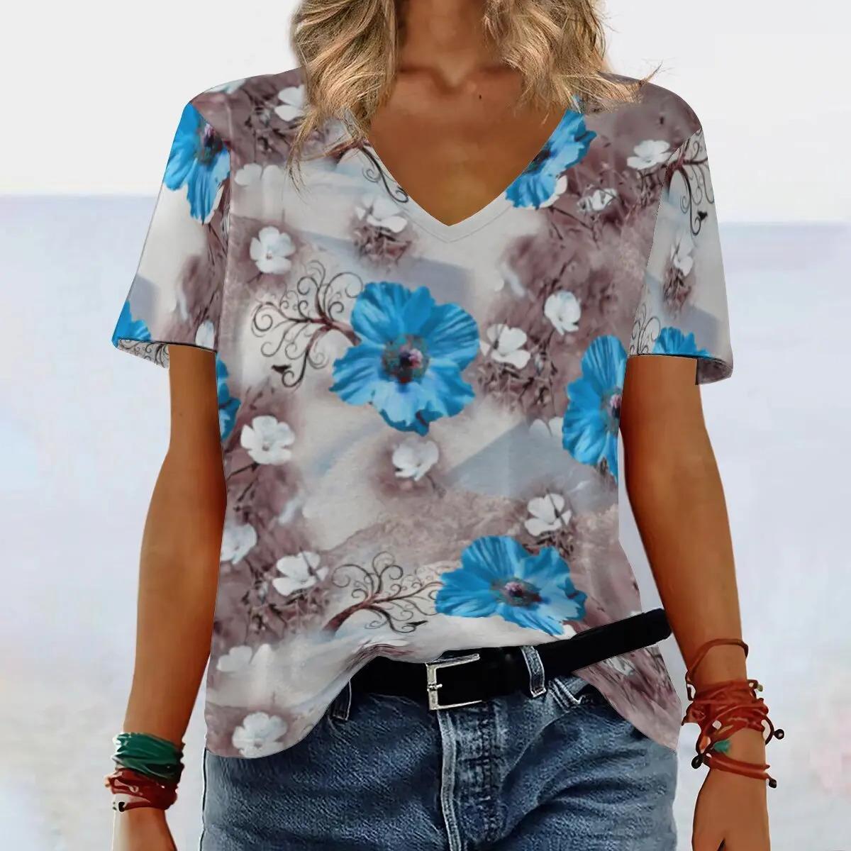 Жіночі футболки з V-подібним вирізом та короткими рукавами з принтом у квітковий візерунок S
Жіночі футболки з V-подібним вирізом та короткими рукавами з принтом у квітковий візерунок S