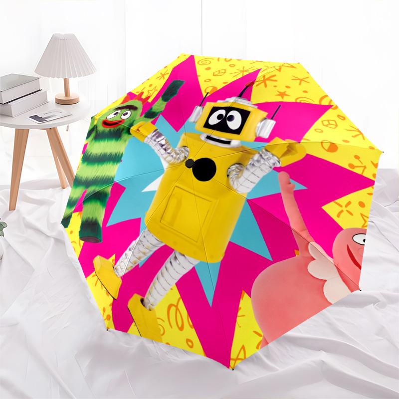 Yo Gabba Gabba! pattern, automatic folding umbrella, portable and foldable design, 8 ribs, a Christmas or birthday gift.
Yo Gabba Gabba! pattern, automatic folding umbrella, portable and foldable design, 8 ribs, a Christmas or birthday gift.