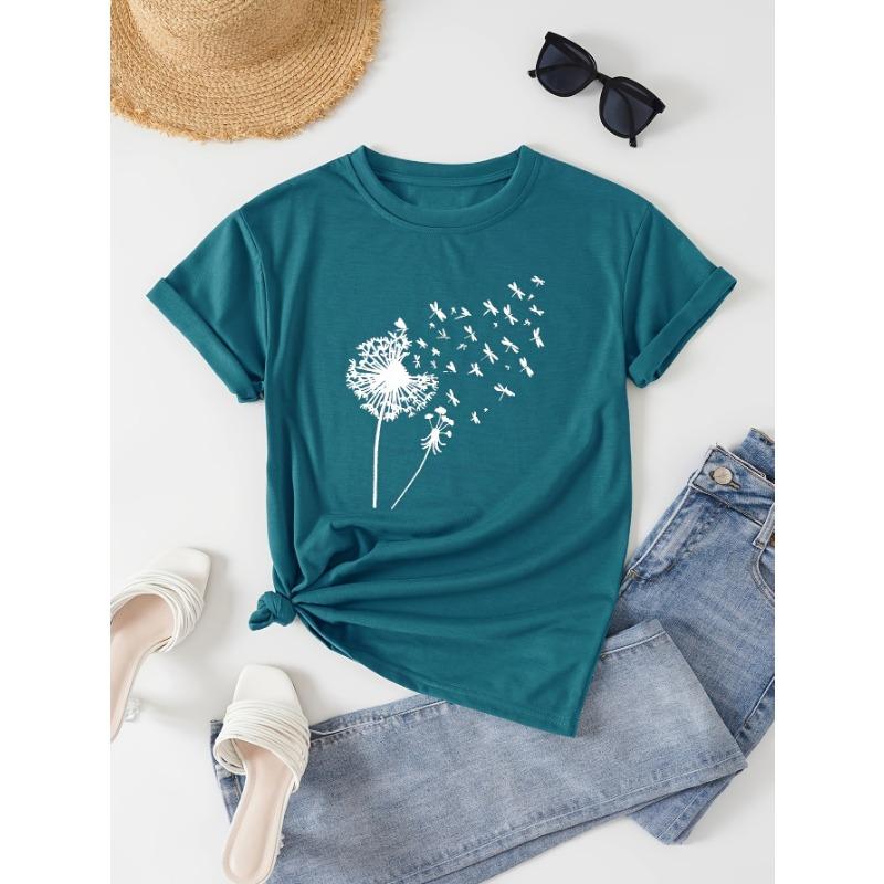 Dandelion scattering printed T-shirt for women, casual T-shirt with 3D printing, youthful and fashionable style XL
Dandelion scattering printed T-shirt for women, casual T-shirt with 3D printing, youthful and fashionable style XL
