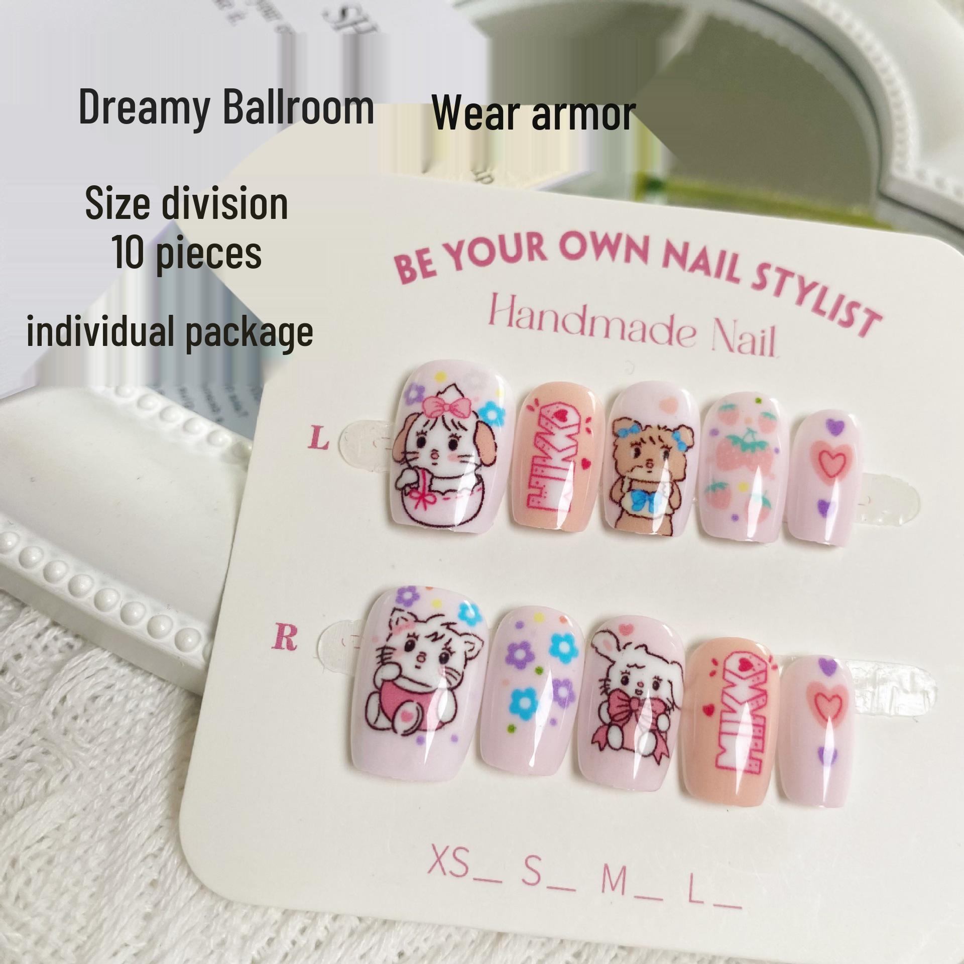 Dreamy Ball Pink Lolita Cartoon Press-On Nails: Cute Hand-Painted Short Tapered Nail Tips, Set of 10 Pieces
Dreamy Ball Pink Lolita Cartoon Press-On Nails: Cute Hand-Painted Short Tapered Nail Tips, Set of 10 Pieces