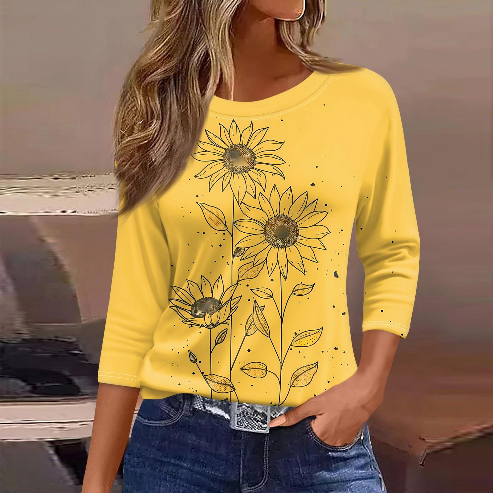 Женская футболка с принтом, рукав 3/4, повседневная, модная, на выходные, базовая, с круглым вырезом, стандартный топ M жёлтый
Женская футболка с принтом, рукав 3/4, повседневная, модная, на выходные, базовая, с круглым вырезом, стандартный топ M жёлтый