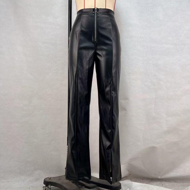 Western Style High Waist Solid Straight Pants Pu Leather pants Split Casual Pants PU Leather Casual Pants Black XL
Western Style High Waist Solid Straight Pants Pu Leather pants Split Casual Pants PU Leather Casual Pants Black XL