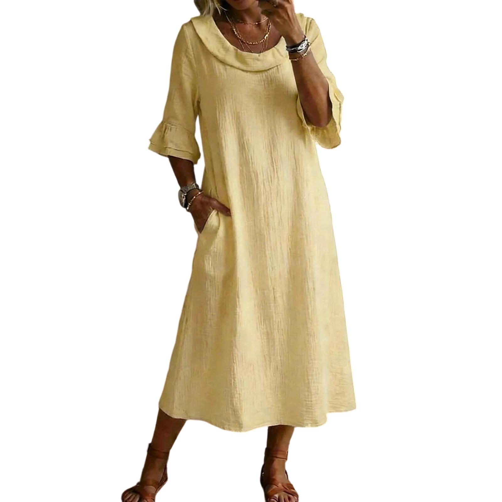 Women Summer Casual Elegant Fashion Cotton Dress Sleeveless Lightweight Comfortable Fit Flared Hem Midi Length XL жовтий
Women Summer Casual Elegant Fashion Cotton Dress Sleeveless Lightweight Comfortable Fit Flared Hem Midi Length XL жовтий