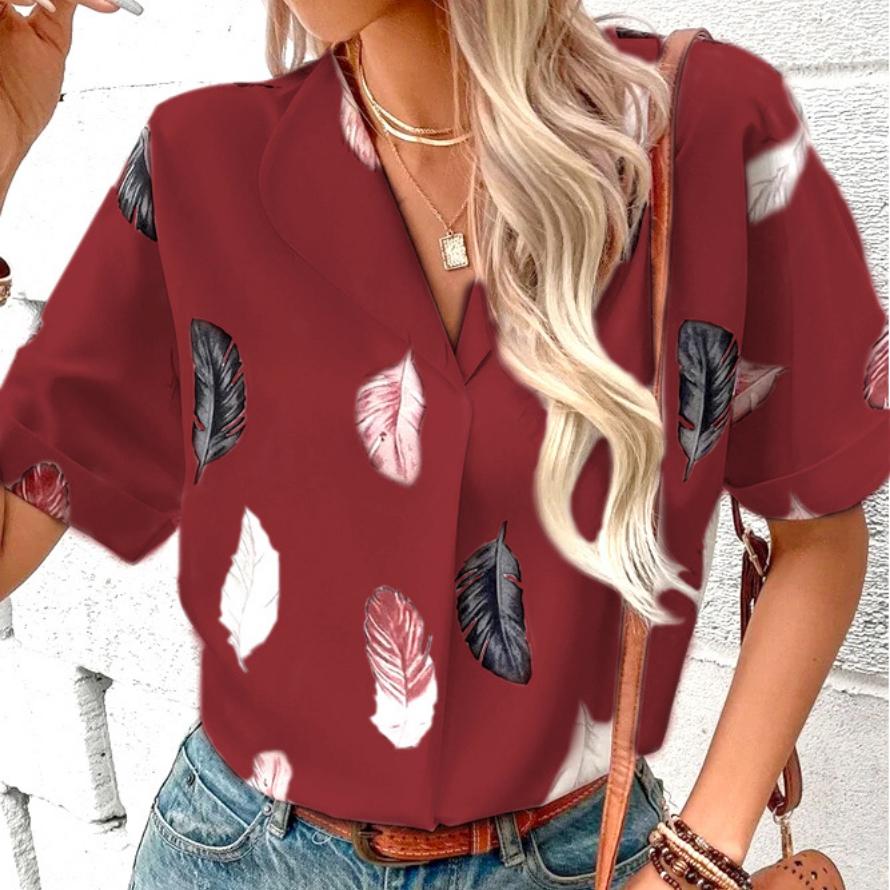 Short Sleeve Lapel Feather Print Summer Women s Shirt Clothes Sale 5XL
Short Sleeve Lapel Feather Print Summer Women s Shirt Clothes Sale 5XL