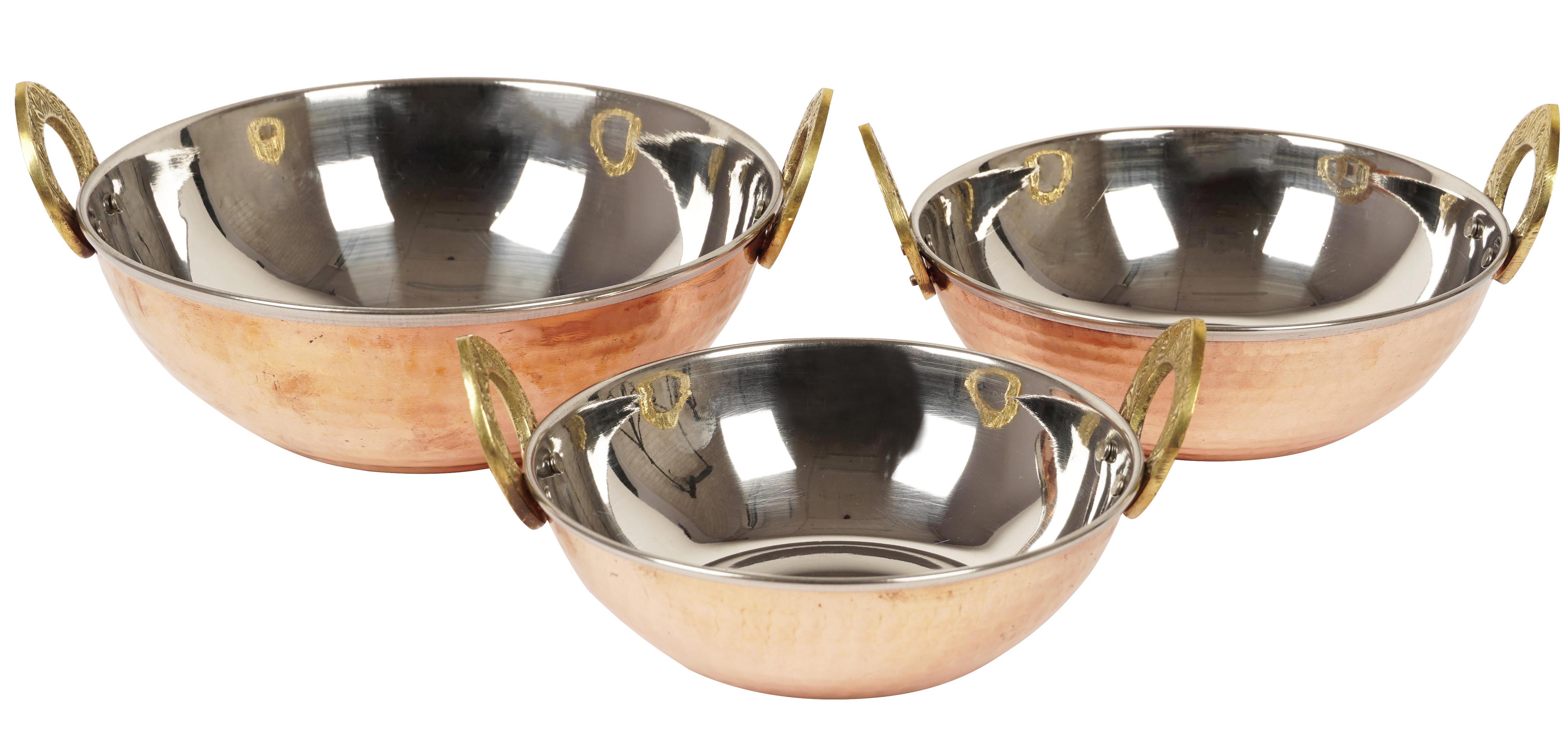 Trifri Stainless Steel Copper Kadai W/ Handle Authentic Indian Serving Bowl Hammered Design Set Of 3 Vegetable Dinner Serving Bowl Karahi 2.5 X5.5 мідний
Trifri Stainless Steel Copper Kadai W/ Handle Authentic Indian Serving Bowl Hammered Design Set Of 3 Vegetable Dinner Serving Bowl Karahi 2.5 X5.5 мідний