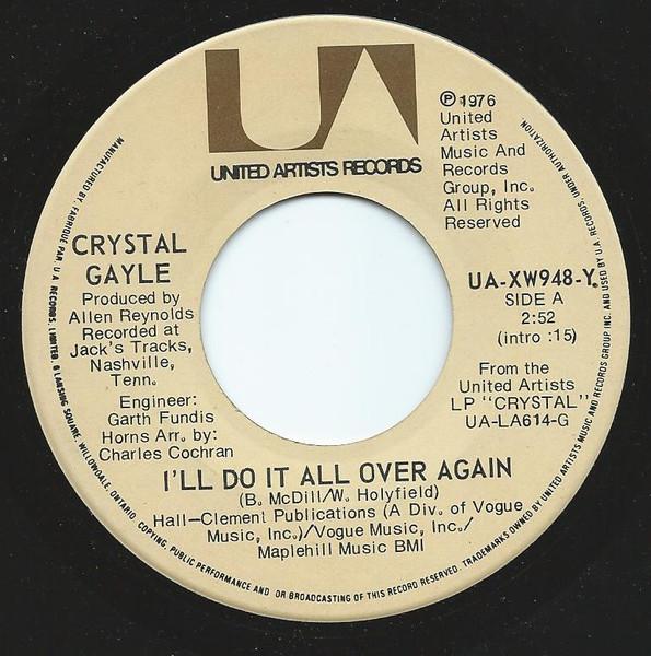 7inch Record CRYSTAL GAYLE - I ll Do It All Over Again UAXW948Y United Artists 1976 Canada Folk Used
7inch Record CRYSTAL GAYLE - I ll Do It All Over Again UAXW948Y United Artists 1976 Canada Folk Used