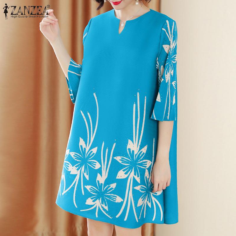 ZANZEA Женское однотонное свободное платье трапециевидной формы с v-образным вырезом и рукавами 3/4
ZANZEA Женское однотонное свободное платье трапециевидной формы с v-образным вырезом и рукавами 3/4