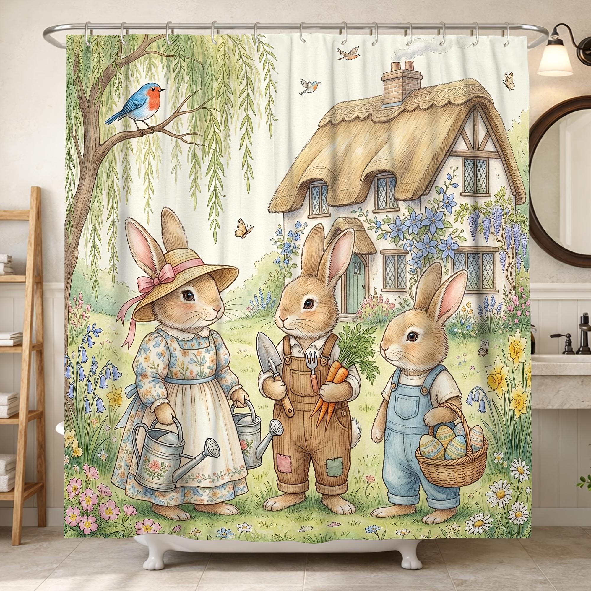Cute Bunny Family Garden Shower Curtain Waterproof Easy To Clean Privacy Protection Print Easter Farmhouse Art Design 12 Hooks W60H190(CM)-1 Pcs
Cute Bunny Family Garden Shower Curtain Waterproof Easy To Clean Privacy Protection Print Easter Farmhouse Art Design 12 Hooks W60H190(CM)-1 Pcs