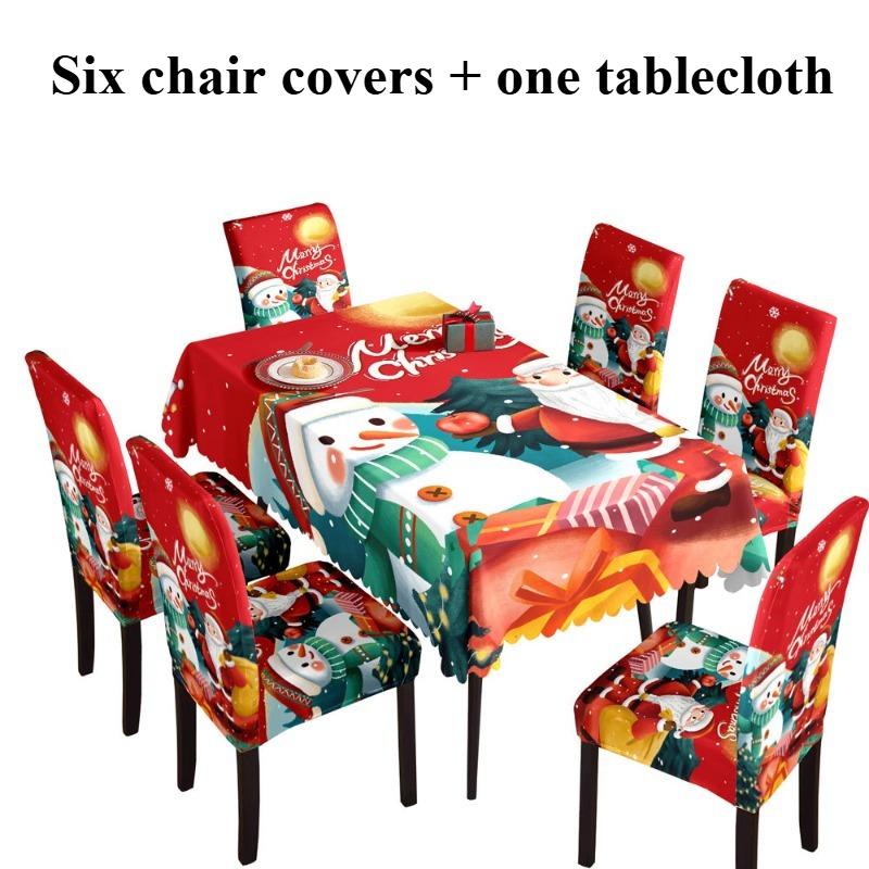 7pcs/set Christmas Printed Tablecloth Restaurant Home Printed Chair Cover Christmas Tablecloth and Chair Cover Decorative Set
7pcs/set Christmas Printed Tablecloth Restaurant Home Printed Chair Cover Christmas Tablecloth and Chair Cover Decorative Set