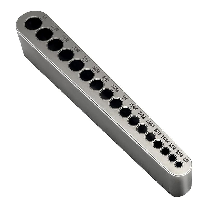 A95I-STD1000DGNP 1/8In To 3/8In Drill Guide For Straight Holes, 17 Sizes, Heat-Treated Steel, In 1/64In Increment Steps срібний
A95I-STD1000DGNP 1/8In To 3/8In Drill Guide For Straight Holes, 17 Sizes, Heat-Treated Steel, In 1/64In Increment Steps срібний