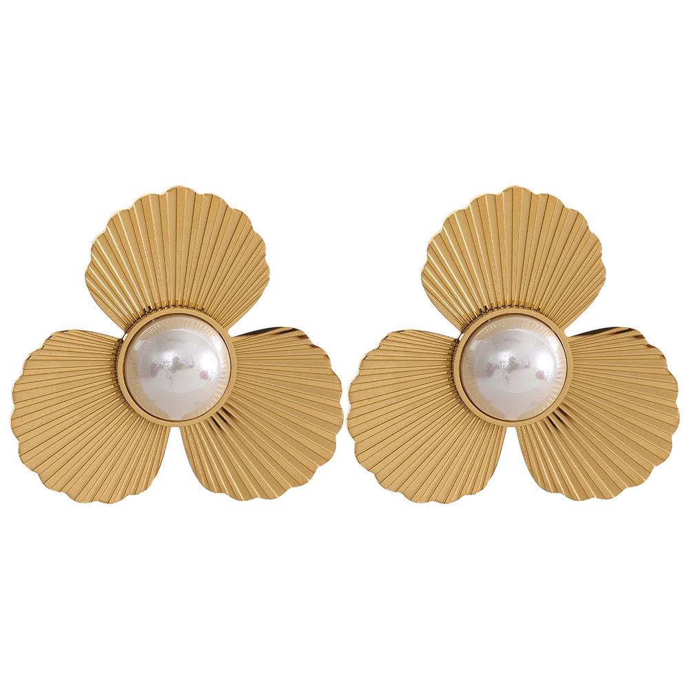 Yhpup Charm Fan Imitation Pearl Flowers Stainless Steel Hyperbolic Fashion Big Stud Earrings Trendy Personality Jewelry Women
Yhpup Charm Fan Imitation Pearl Flowers Stainless Steel Hyperbolic Fashion Big Stud Earrings Trendy Personality Jewelry Women