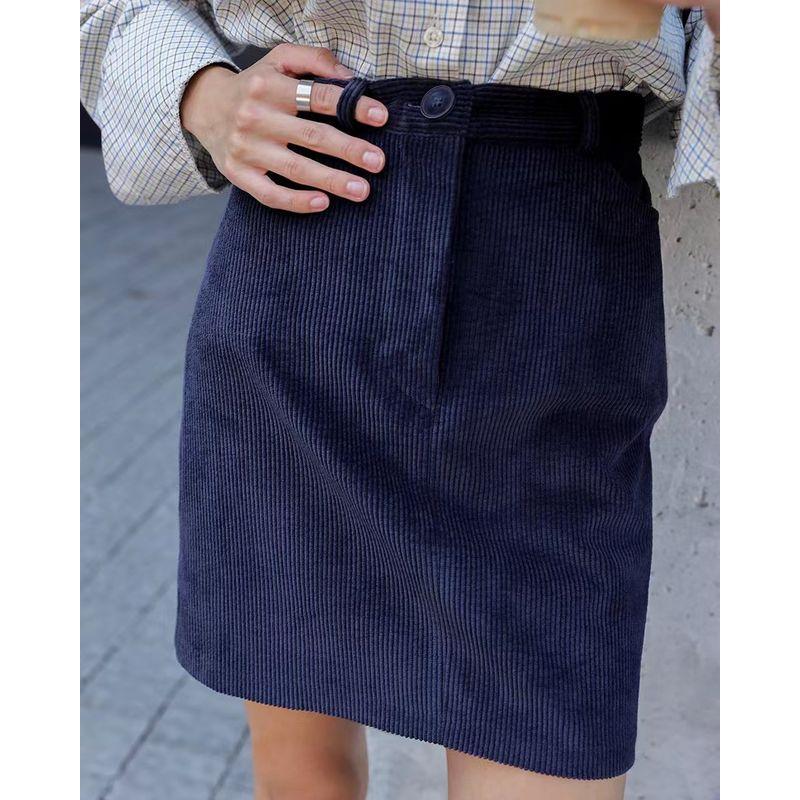 Fashion Style Temperament Skirt Corduroy Sheath High Waist Skirt Corduroy High Waist Skirt Navy blue L
Fashion Style Temperament Skirt Corduroy Sheath High Waist Skirt Corduroy High Waist Skirt Navy blue L