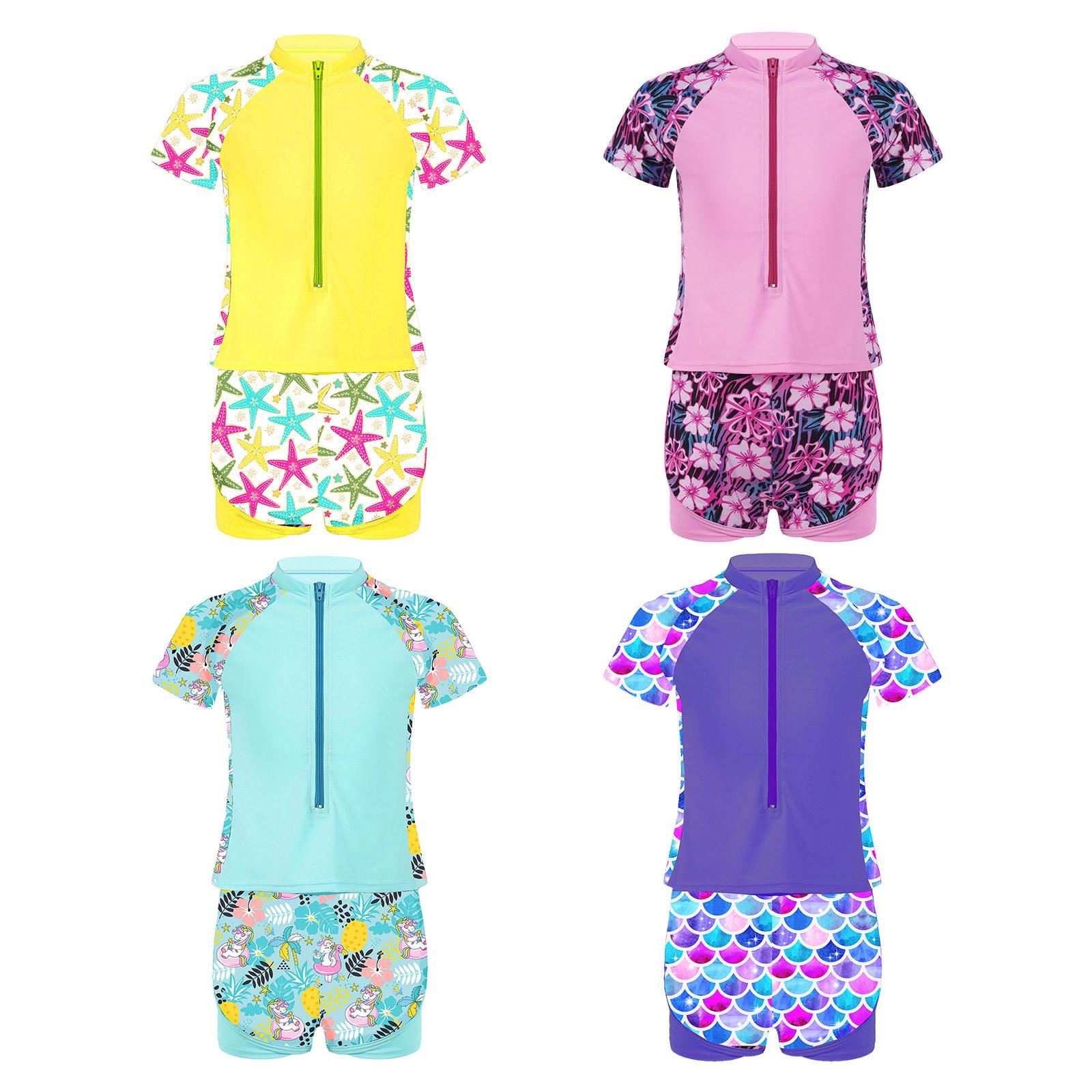 Girls 2 Piece Swim Set Stand Collar Short Sleeve Front Zipper Print Top Shorts Beach Bathing Suit 5-6 Years рожевий
Girls 2 Piece Swim Set Stand Collar Short Sleeve Front Zipper Print Top Shorts Beach Bathing Suit 5-6 Years рожевий