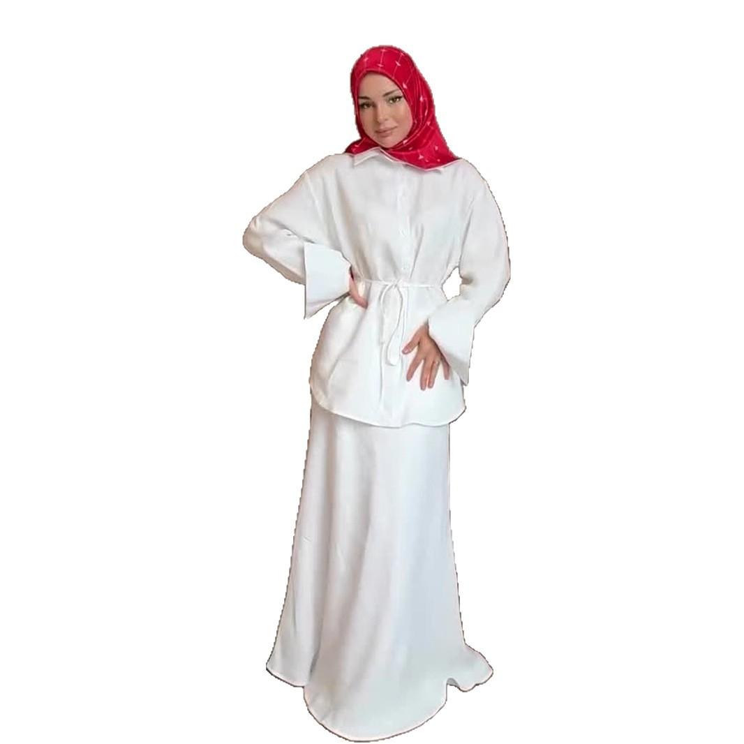 Women Solid Pink Long Sleeve Collared Top Maxi Skirt Set Casual Modest Two Piece Outfit XXL білий
Women Solid Pink Long Sleeve Collared Top Maxi Skirt Set Casual Modest Two Piece Outfit XXL білий