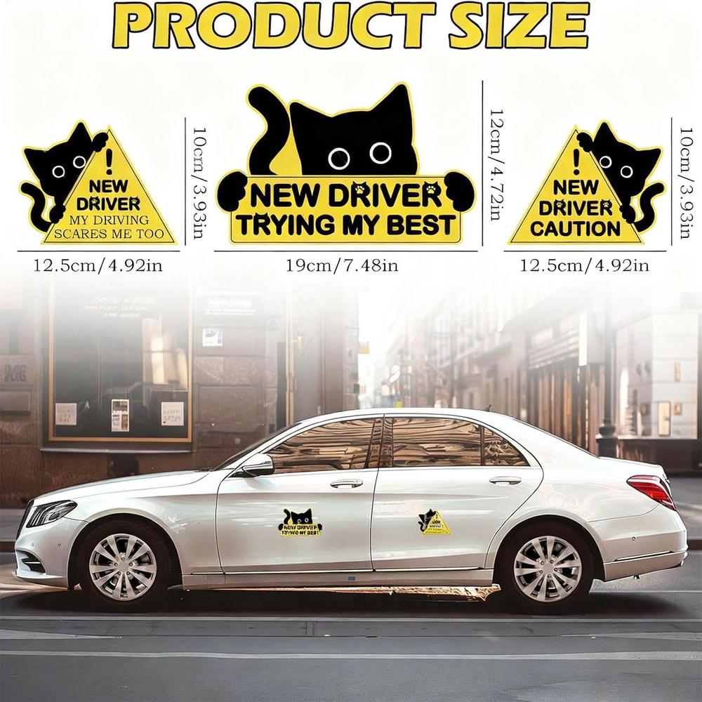 New Driver Sticker Funny 3 Pieces Black Cat Automotive Decal Vehicle Decoration Decals For Drivers Road Trips Daily Commuting
New Driver Sticker Funny 3 Pieces Black Cat Automotive Decal Vehicle Decoration Decals For Drivers Road Trips Daily Commuting