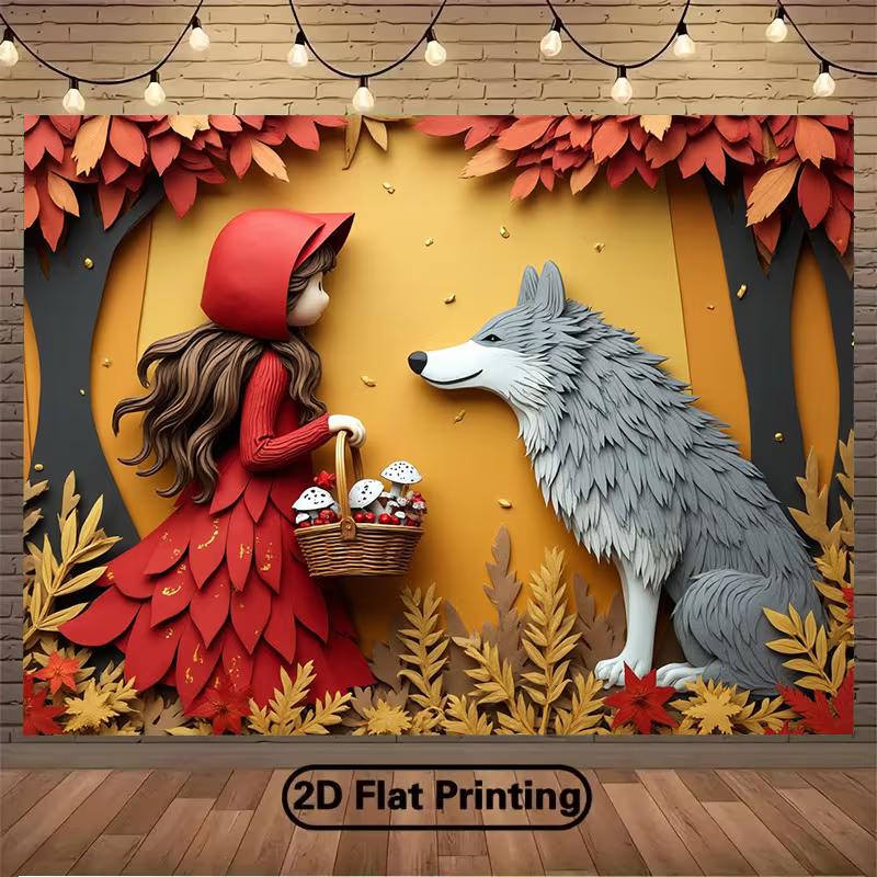 2D Fairy Tale Banner Little Red Riding Hood and Wolf Paper Cutout Party Photo Booth 47.2x31.5inch/120*80cm
2D Fairy Tale Banner Little Red Riding Hood and Wolf Paper Cutout Party Photo Booth 47.2x31.5inch/120*80cm