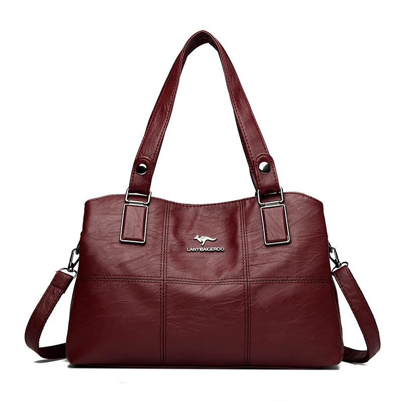 Новая большая вместительная женская сумка среднего возраста, корейская версия, сшитая вышитая нить, сумка через плечо, модная трендовая сумка