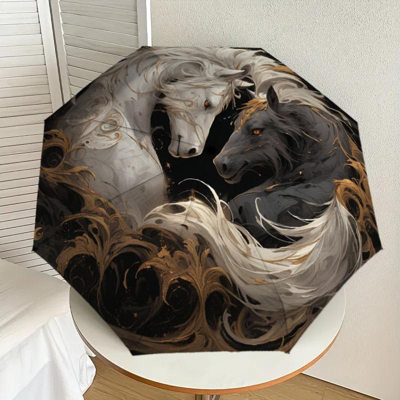 1pc Yin-Yang Horses: Harmony in Contrast Umbrella with Plastic Handle,Suitable for All Seasons Home Travel Outdoor UmbrellaDD132
1pc Yin-Yang Horses: Harmony in Contrast Umbrella with Plastic Handle,Suitable for All Seasons Home Travel Outdoor UmbrellaDD132