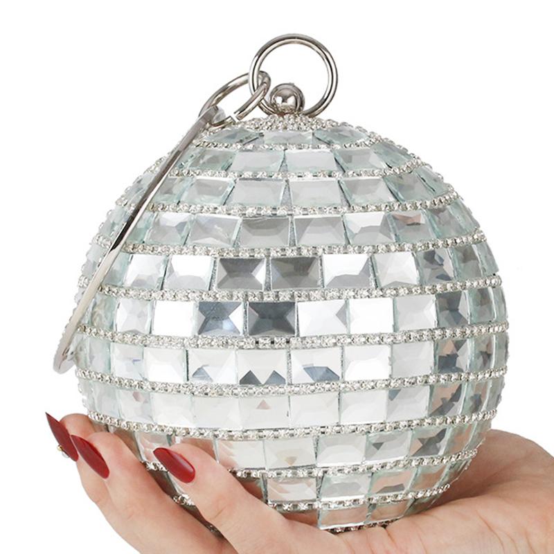 Dazzling Glass Silver Women Clutch WHTUOHENG Round Ball Shape Girls Bling Sparkling Lady Purse Wedding Bridal Clutches Handbag 13cmX13cmX13cm
Dazzling Glass Silver Women Clutch WHTUOHENG Round Ball Shape Girls Bling Sparkling Lady Purse Wedding Bridal Clutches Handbag 13cmX13cmX13cm