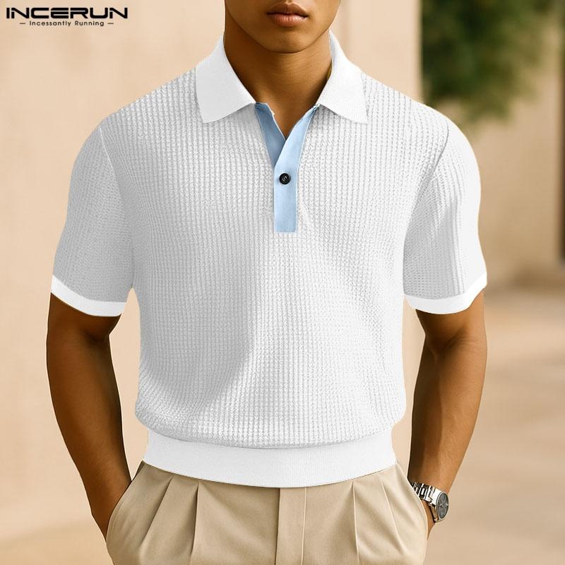 INCERUN Summer Men Lapel Neck Short Sleeve Texture Casual Office T-shirts Tops M чорний
INCERUN Summer Men Lapel Neck Short Sleeve Texture Casual Office T-shirts Tops M чорний