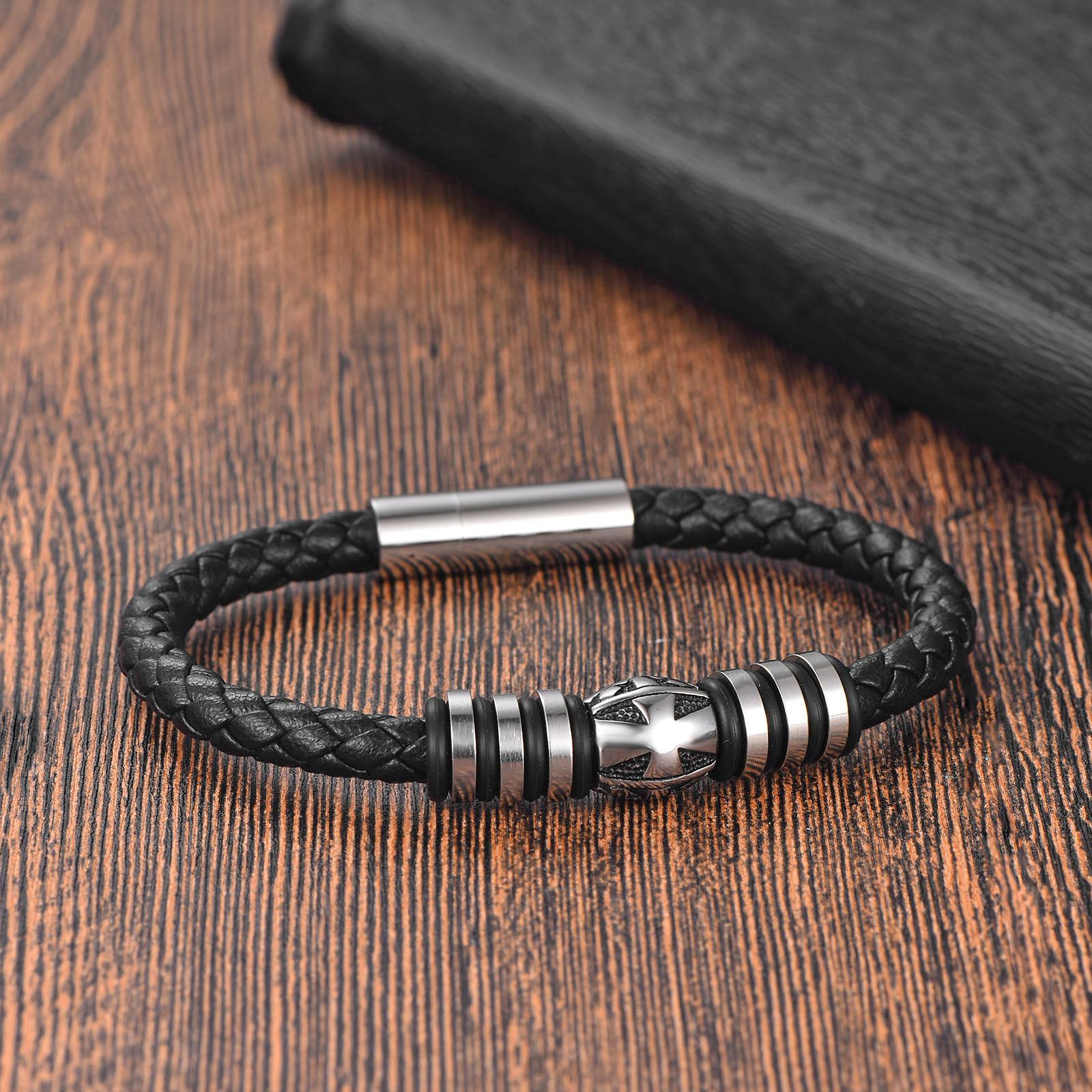 Браслет із натуральної шкіри з нержавіючої сталі Тигрове око Браслет із натурального каменю Чоловічі універсальні плетені персоналізовані прикраси для рук
Браслет із натуральної шкіри з нержавіючої сталі Тигрове око Браслет із натурального каменю Чоловічі універсальні плетені персоналізовані прикраси для рук