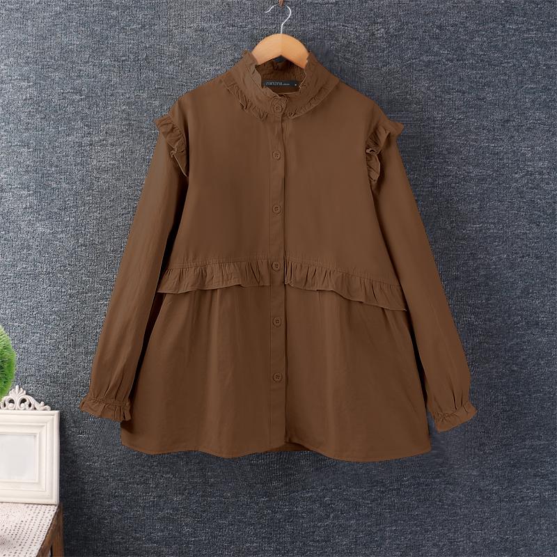 ZANZEA Женские винтажные рубашки с круглым вырезом и длинным рукавом с оборками 3XL коричневый
ZANZEA Женские винтажные рубашки с круглым вырезом и длинным рукавом с оборками 3XL коричневый