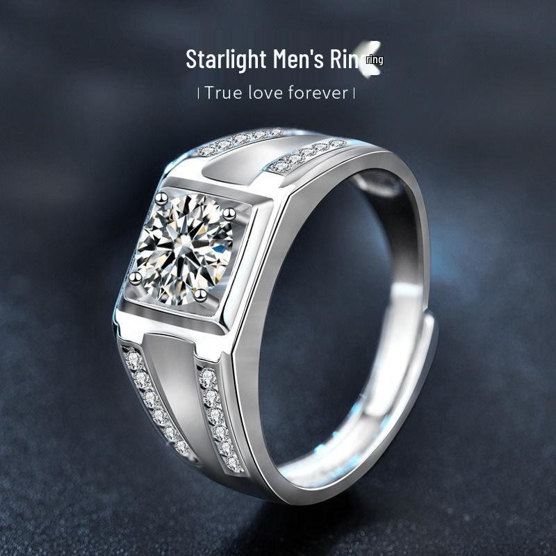 925 Pure Men s Moissanite Simulated Diamond Open Wedding Ring - European & American Trendy Style with Engraving Adjustable Open
925 Pure Men s Moissanite Simulated Diamond Open Wedding Ring - European & American Trendy Style with Engraving Adjustable Open