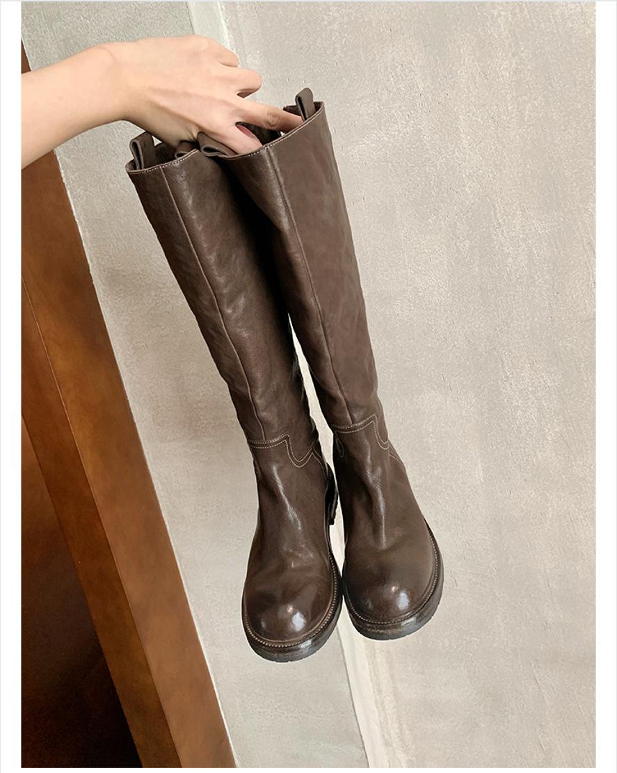 Cowhide version~ Retro leather thin back zipper knight boots women s pleated high boots thick heel but knee boots 35
Cowhide version~ Retro leather thin back zipper knight boots women s pleated high boots thick heel but knee boots 35
