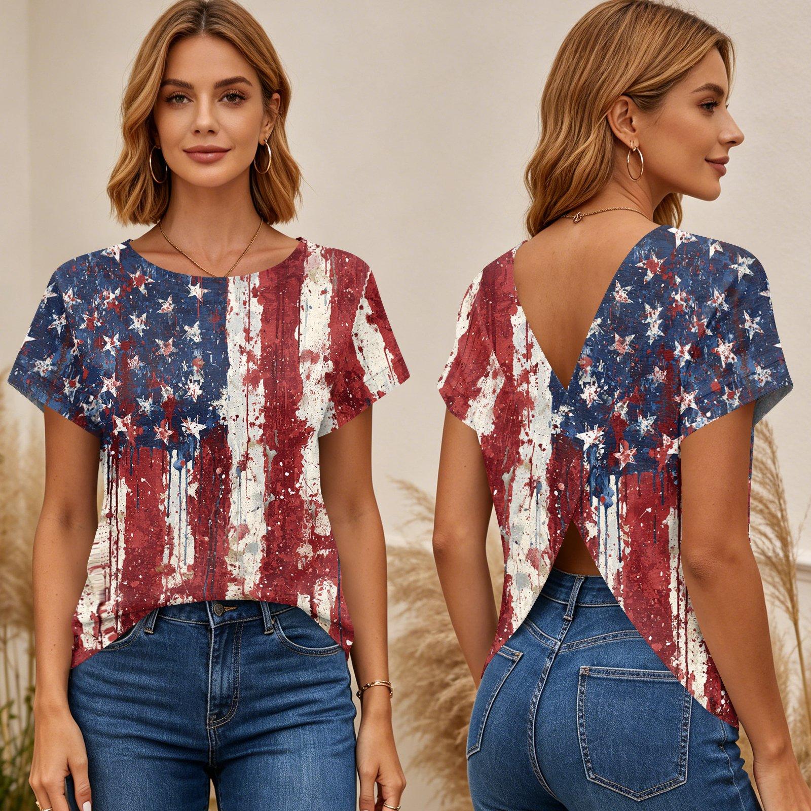 Women Short Sleeve Cross Back Top Independence Day Print T Shirt Casual Summer Blouse Lightweight Breathable Fabric XXL
Women Short Sleeve Cross Back Top Independence Day Print T Shirt Casual Summer Blouse Lightweight Breathable Fabric XXL