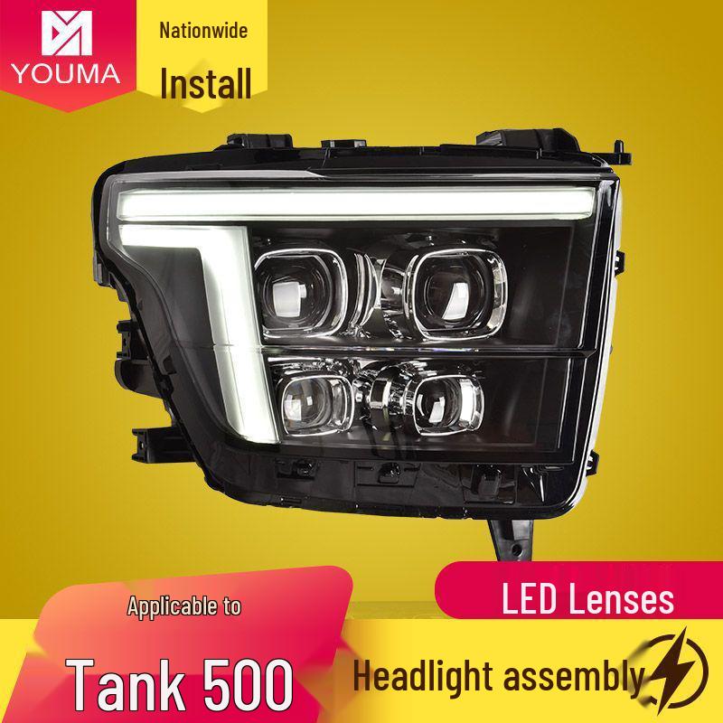 Tank 500 Headlight Assembly: LED Daytime Running Lights & Turn Signals with Laser Matrix Module Lens
Tank 500 Headlight Assembly: LED Daytime Running Lights & Turn Signals with Laser Matrix Module Lens