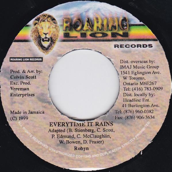 7inch Record ROBYN - Everytime It Rains NONE Roaring Lion Re 1999 Jamaica Reggae, Ska & Dub Used
7inch Record ROBYN - Everytime It Rains NONE Roaring Lion Re 1999 Jamaica Reggae, Ska & Dub Used