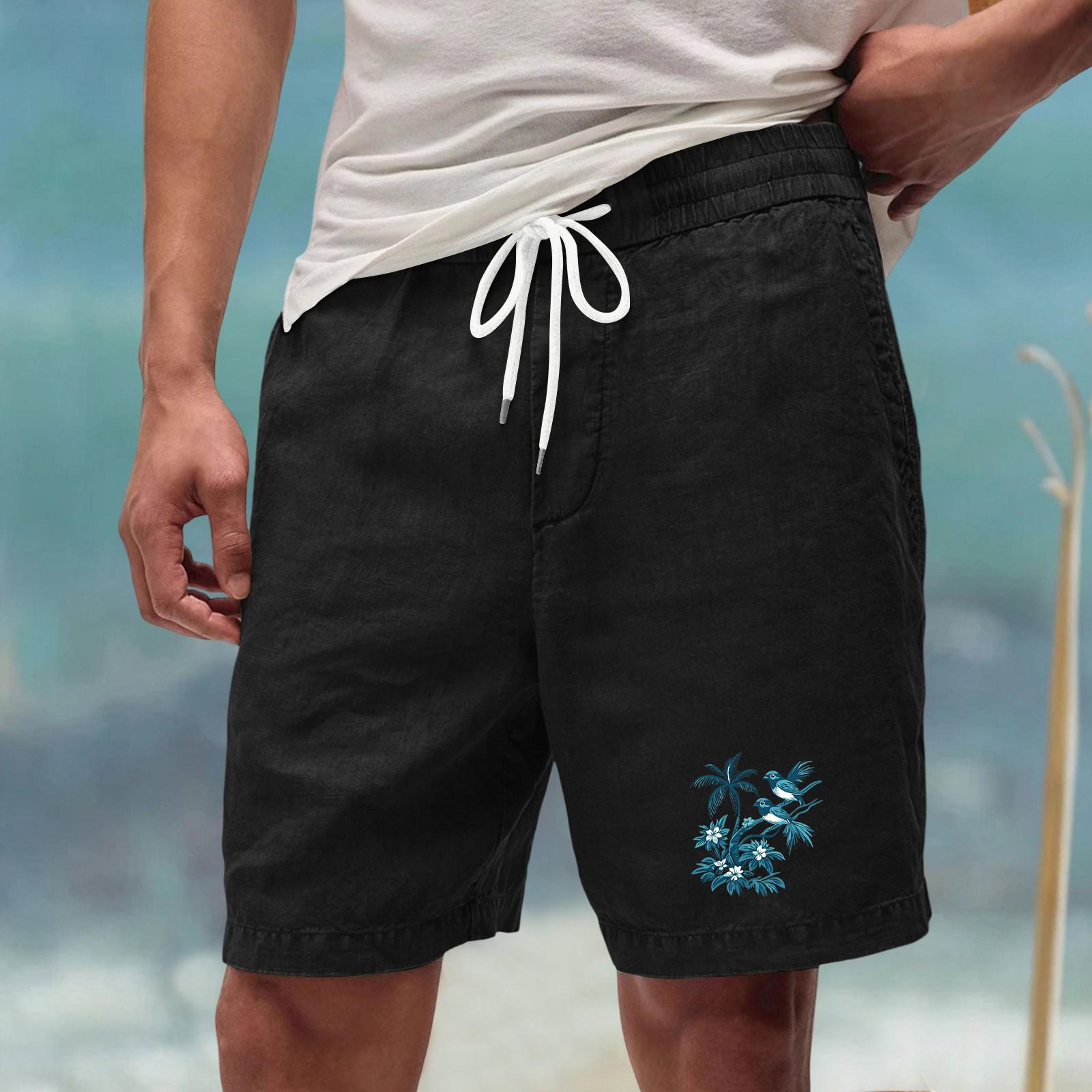 Men s Casual Linen Shorts with Drawstring Waist and Tropical Embroidery, Comfortable Summer Beachwear M чёрный
Men s Casual Linen Shorts with Drawstring Waist and Tropical Embroidery, Comfortable Summer Beachwear M чёрный