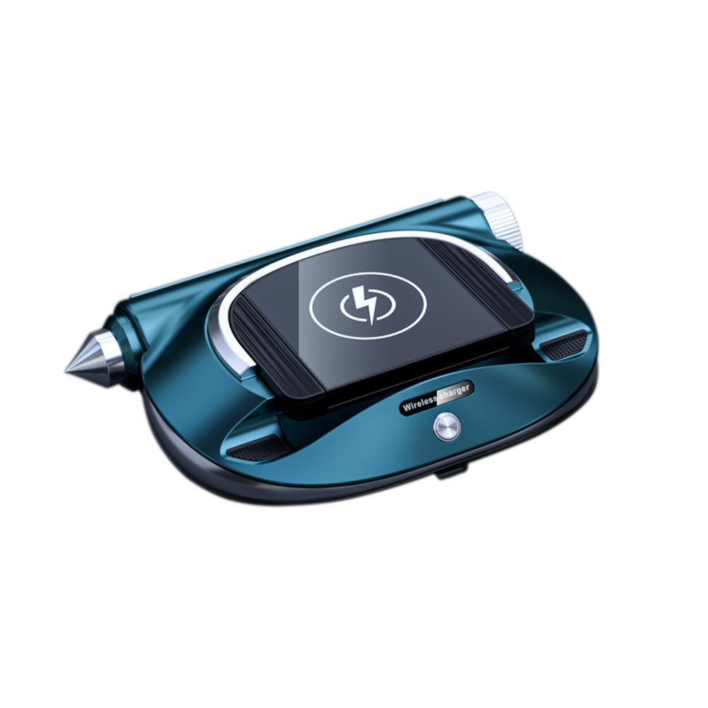 Автомобильный держатель для сотового телефона, крепление на приборную панель, 15 Вт, беспроводное зарядное устройство, ароматерапия, парковочный номерной знак, молоток безопасности, универсальное устройство зелёный