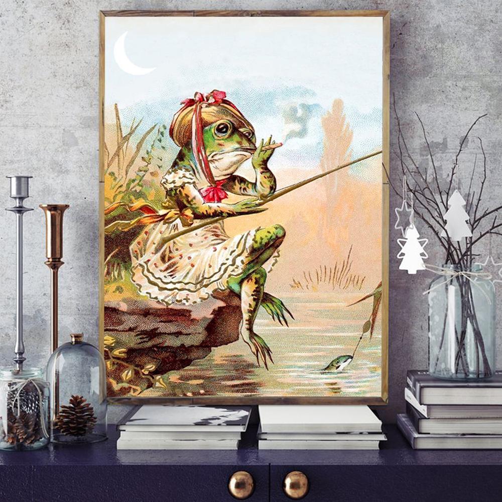 Smoking Cigar Lady Frog Fishing Vintage Poster Antique Funy Animal Wall Art Canvas Print Cats Fox Wall Painting Home Decor Gifts
Smoking Cigar Lady Frog Fishing Vintage Poster Antique Funy Animal Wall Art Canvas Print Cats Fox Wall Painting Home Decor Gifts
