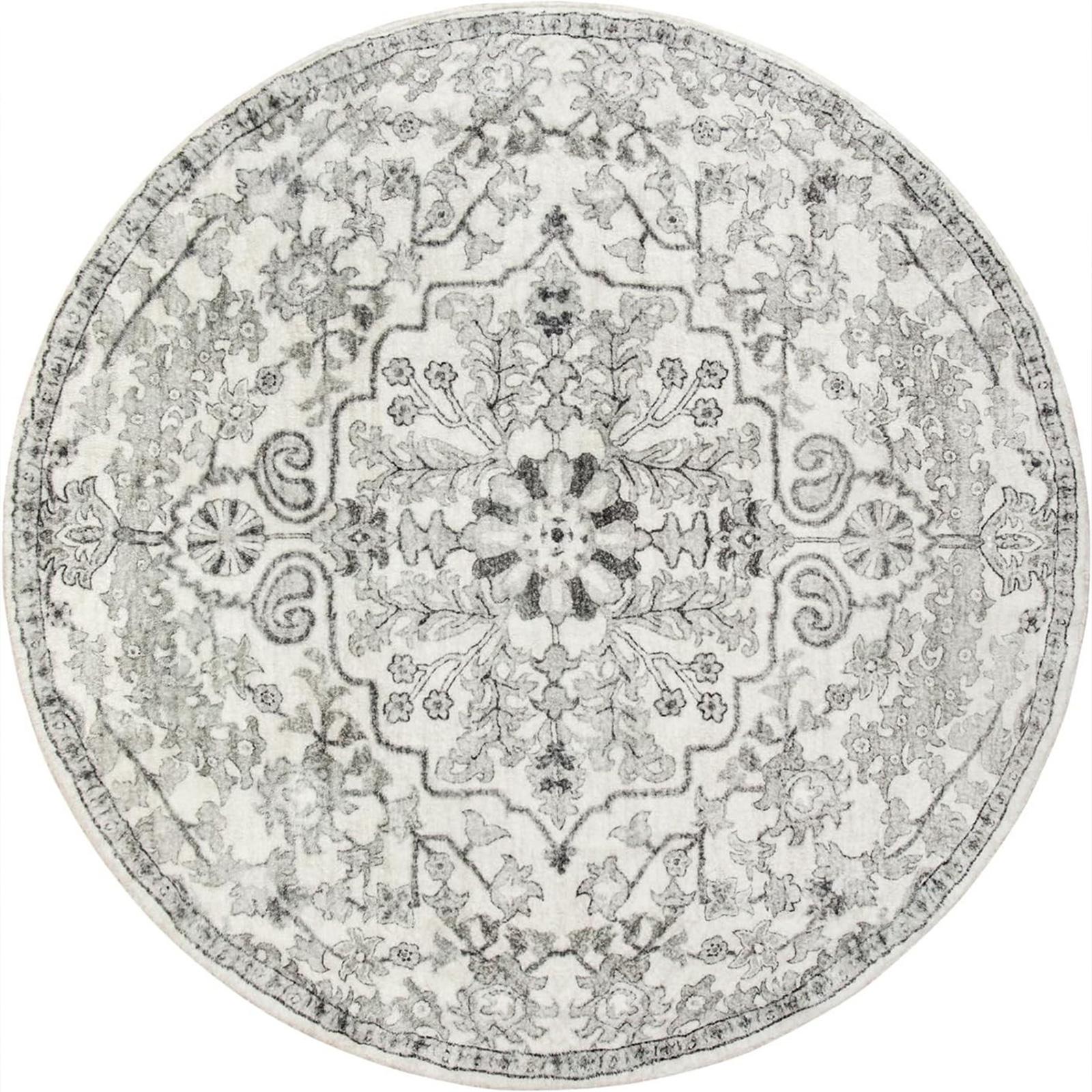 Round Vintage Floral Carpet - Soft Grey White Pattern, Non-Slip Area Rug for Living Room/Bedroom, Boho Home Decor Gift 80cm
Round Vintage Floral Carpet - Soft Grey White Pattern, Non-Slip Area Rug for Living Room/Bedroom, Boho Home Decor Gift 80cm