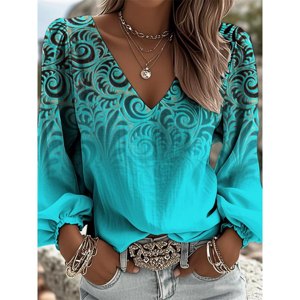 Retro ethnic style V-neck women s long-sleeved top with lantern sleeve totem print, loose and slim design, suitable for autumn wear and versatile. XXL рожевий
Retro ethnic style V-neck women s long-sleeved top with lantern sleeve totem print, loose and slim design, suitable for autumn wear and versatile. XXL рожевий