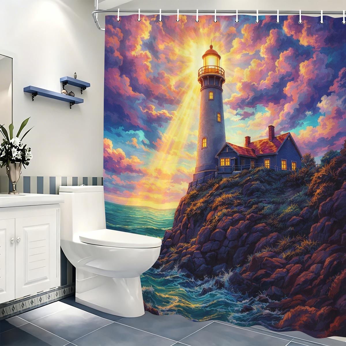 Vivid Themed Polyester Shower Curtain - Lighthouse, Wolf, Crown & Dragon Printed Bathroom Decorative Curtain W60H190(CM)-1 Pcs
Vivid Themed Polyester Shower Curtain - Lighthouse, Wolf, Crown & Dragon Printed Bathroom Decorative Curtain W60H190(CM)-1 Pcs