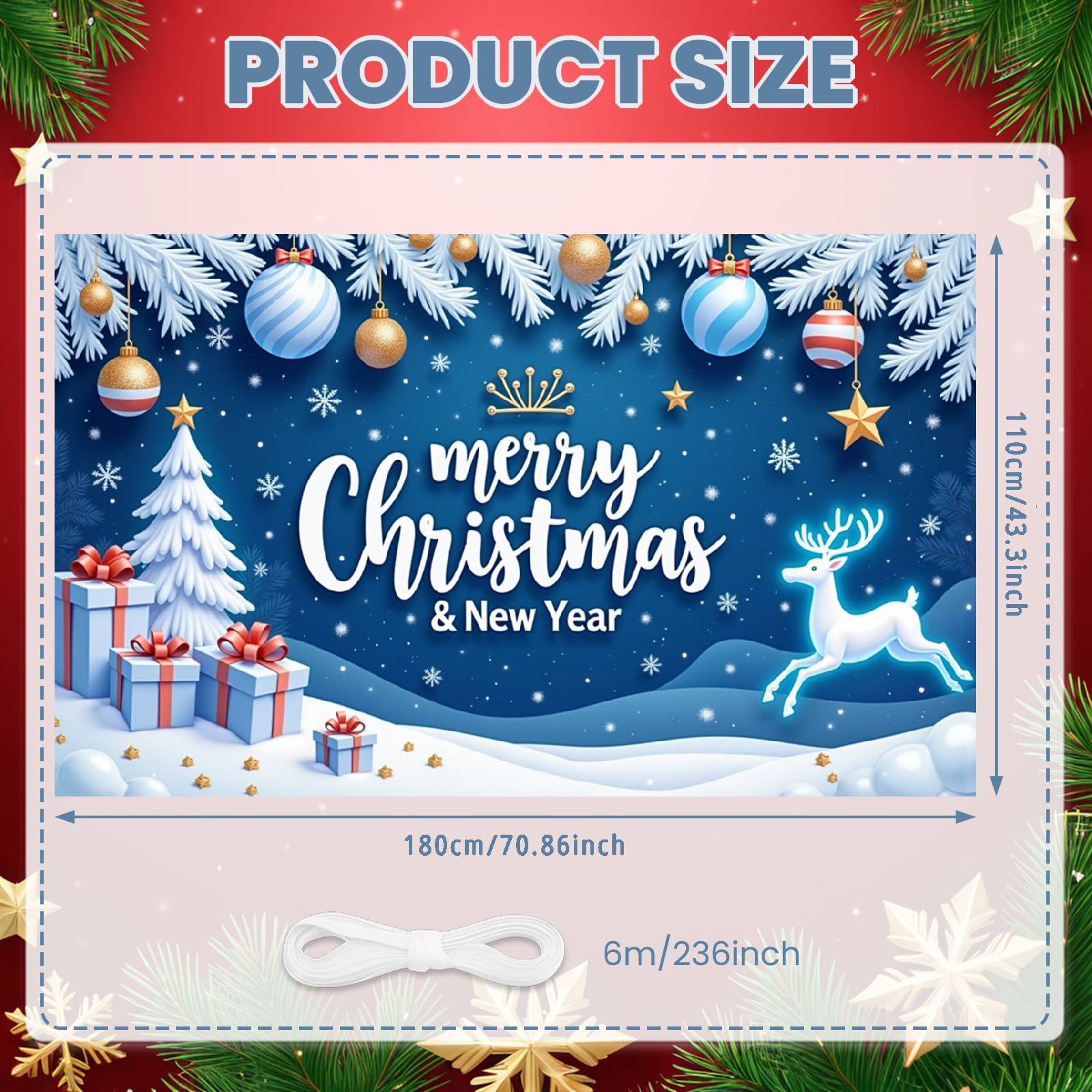 Holiday Backdrop White Snowy Merry Christmas Banner Festive Background Gift Box Ornament Holiday Season Display For Home Party
Holiday Backdrop White Snowy Merry Christmas Banner Festive Background Gift Box Ornament Holiday Season Display For Home Party