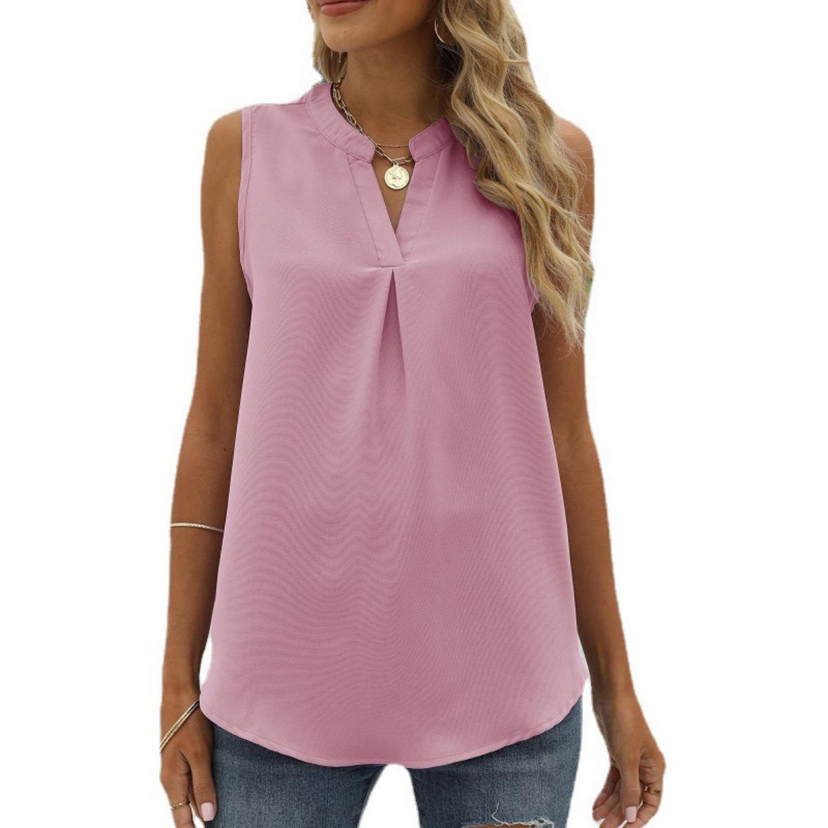 Spring Summer Women s Solid Chiffon Loose V-Neck Sleeveless Vest Top, European American Casual Blouse for Crossborder S розовый
Spring Summer Women s Solid Chiffon Loose V-Neck Sleeveless Vest Top, European American Casual Blouse for Crossborder S розовый