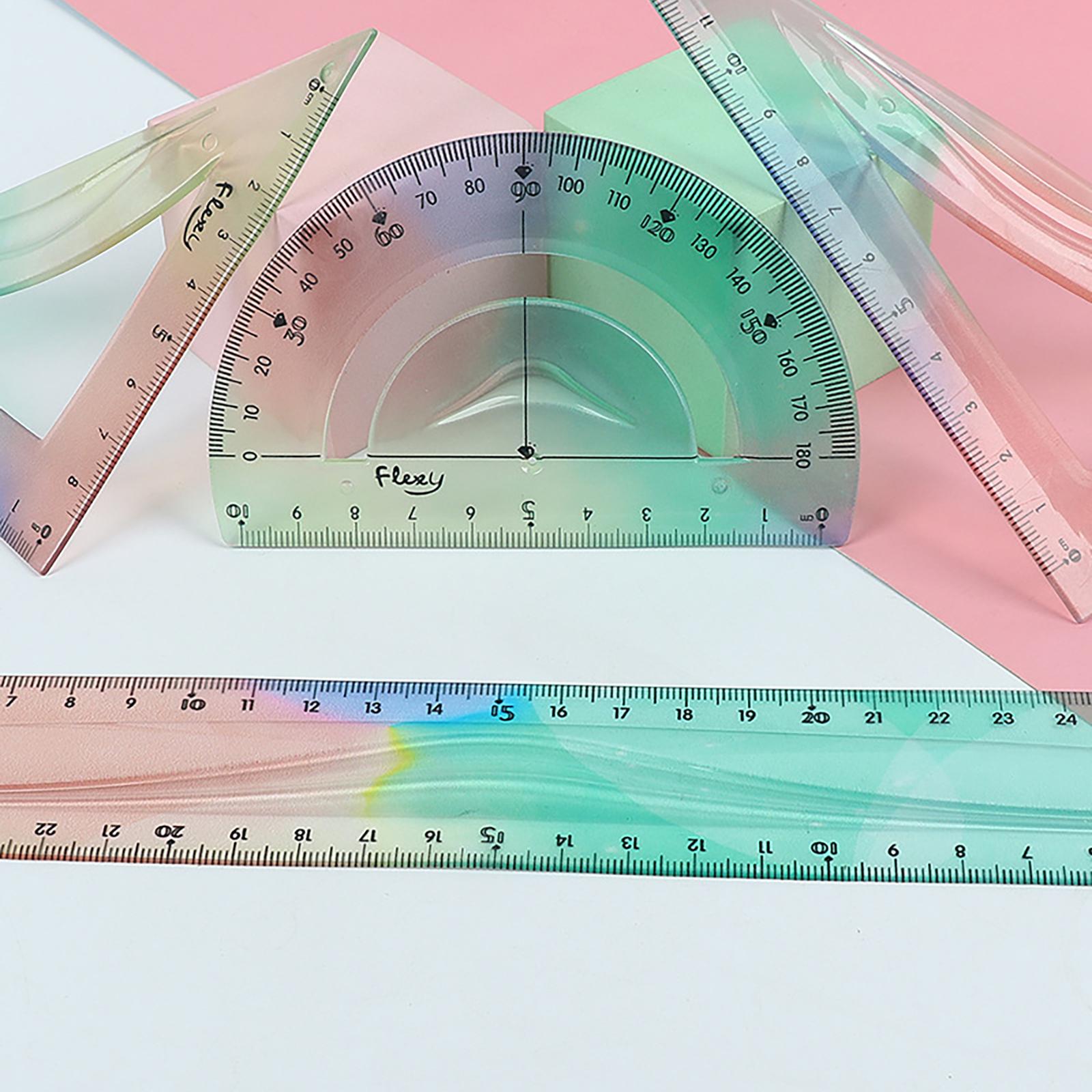 4Pcs Plastic Ruler Set Flexible Ruler Soft Bendable Ruler Foldable Ruler with Triangle Ruler Protractor Straight Ruler
4Pcs Plastic Ruler Set Flexible Ruler Soft Bendable Ruler Foldable Ruler with Triangle Ruler Protractor Straight Ruler