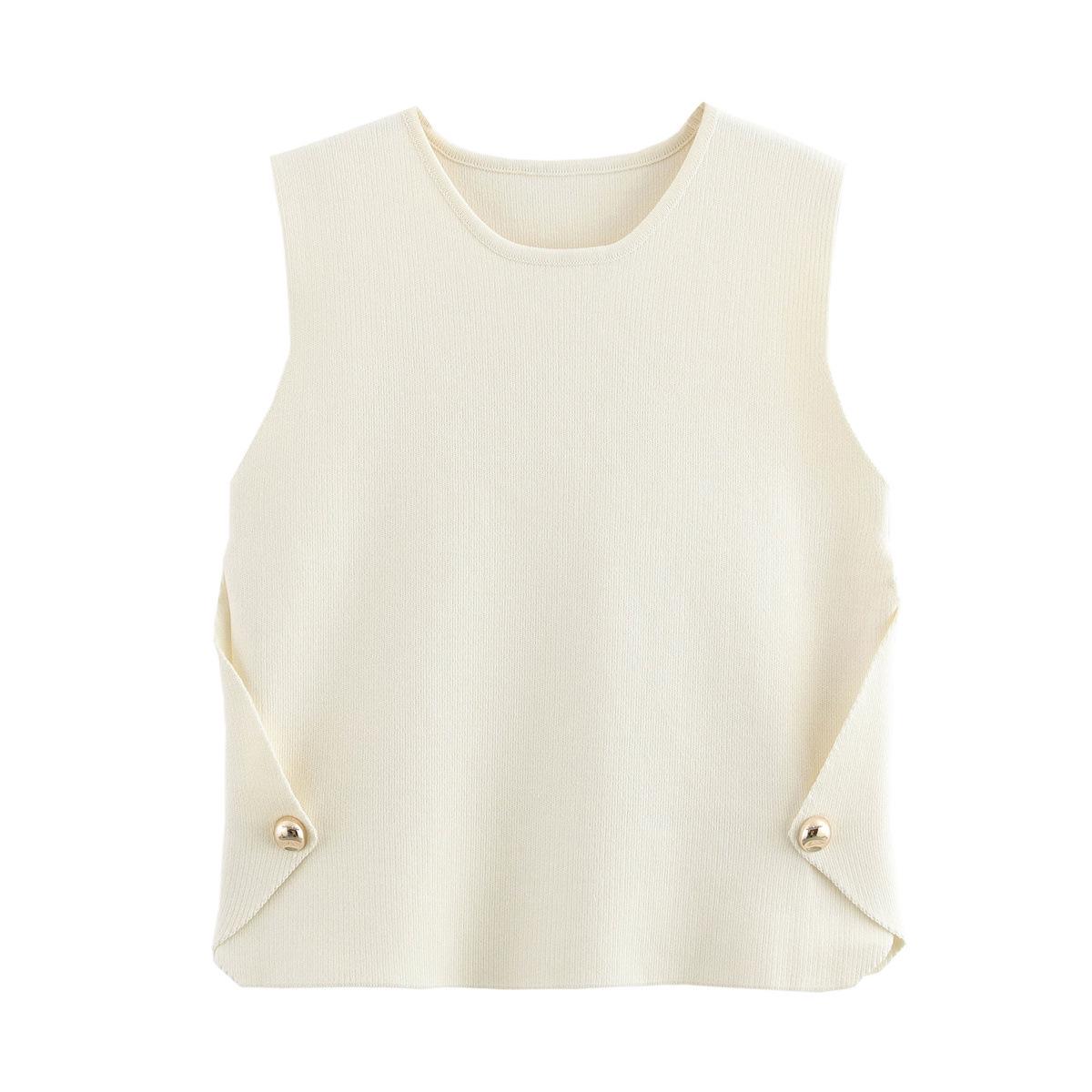 2025 Spring Women s Casual Sleeveless Knitted Top with Side Button Detail Large грязно-белый
2025 Spring Women s Casual Sleeveless Knitted Top with Side Button Detail Large грязно-белый