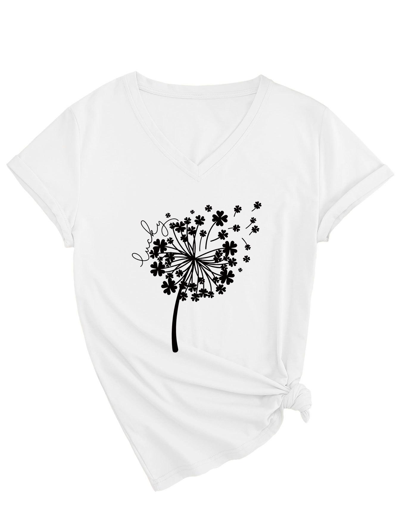 Summer V-neck 3D Dandelion Pattern Printed Top Fashionable Casual Short Sleeved Women s T-shirts S
Summer V-neck 3D Dandelion Pattern Printed Top Fashionable Casual Short Sleeved Women s T-shirts S