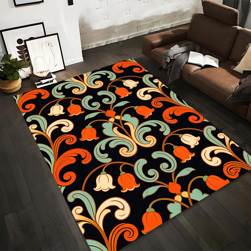 Vintage Floral Pattern Carpet with Orange Bell Flowers on Black Base Suitable for use as an anti-slip for living room bedroom sofas 40x60cm( 15x23in )
Vintage Floral Pattern Carpet with Orange Bell Flowers on Black Base Suitable for use as an anti-slip for living room bedroom sofas 40x60cm( 15x23in )