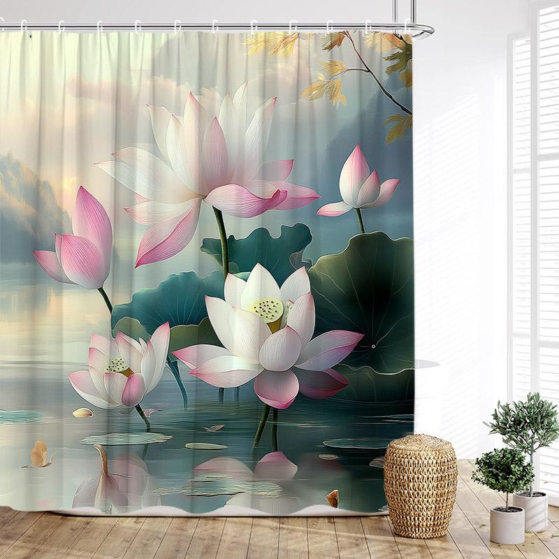 Шторка для душу Квіти лотоса Натуральні зелені листя Рослина Квітковий Китайський стиль Тканинні шторки для ванної кімнати Домашній декор для ванної кімнати з гачками 120x180cm-47x70in
Шторка для душу Квіти лотоса Натуральні зелені листя Рослина Квітковий Китайський стиль Тканинні шторки для ванної кімнати Домашній декор для ванної кімнати з гачками 120x180cm-47x70in
