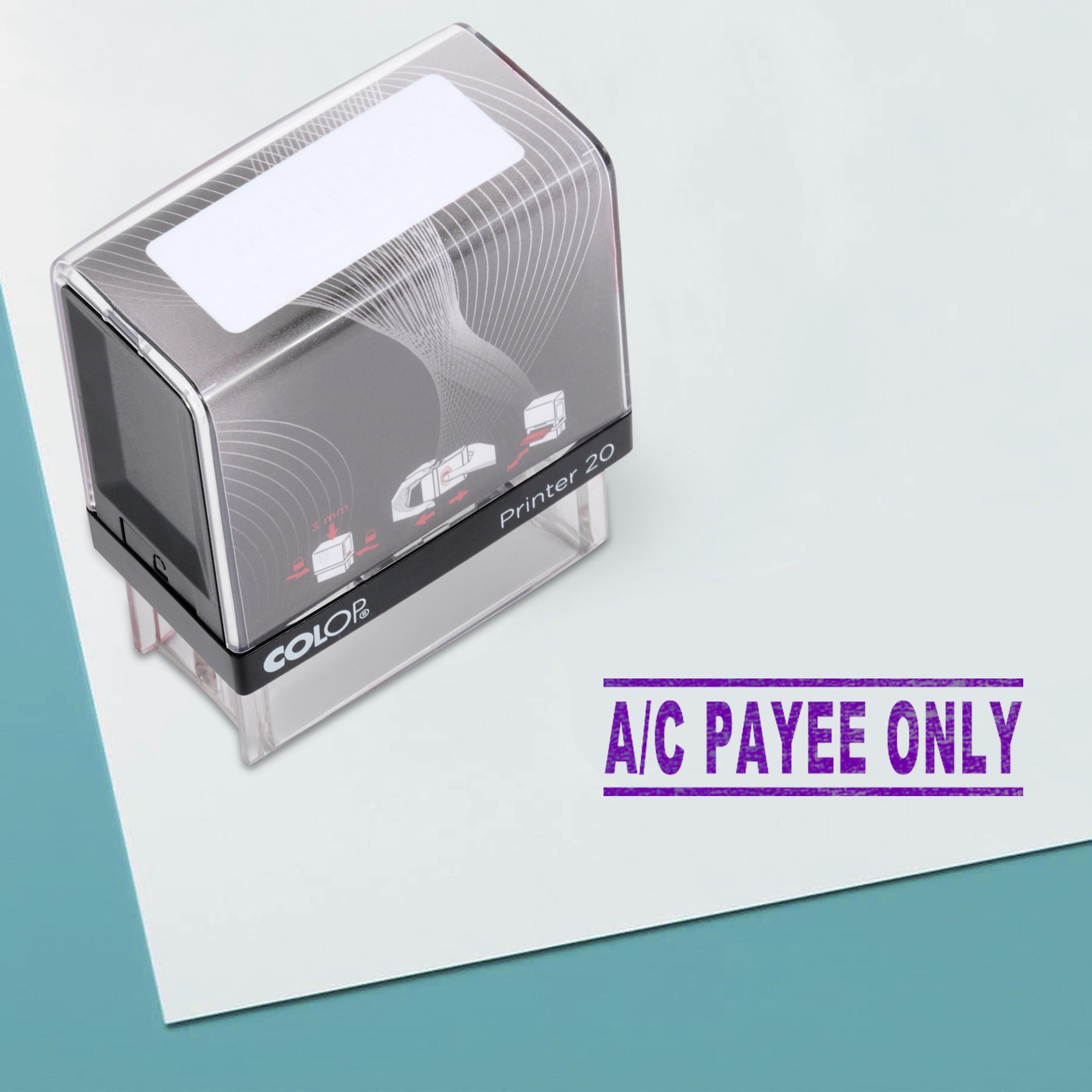 A/C Payee Self Inking Rubber Stamp Custom Colop Office Stationary P20 Mini Stamper 14 mm x 38 mm Фіолетовий
A/C Payee Self Inking Rubber Stamp Custom Colop Office Stationary P20 Mini Stamper 14 mm x 38 mm Фіолетовий