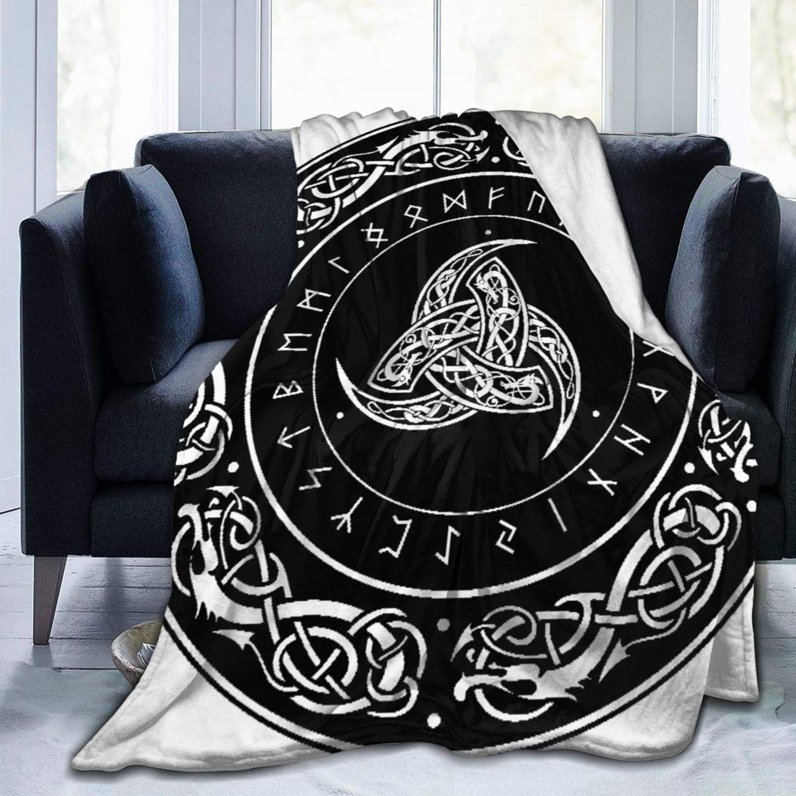 Soft Fleece Throw Blanket Home Decor Gothic Triple Horn of Odin Decorated Scandinavic Ornaments and Runes Norse Amuletfor Kids 75x90cm
Soft Fleece Throw Blanket Home Decor Gothic Triple Horn of Odin Decorated Scandinavic Ornaments and Runes Norse Amuletfor Kids 75x90cm