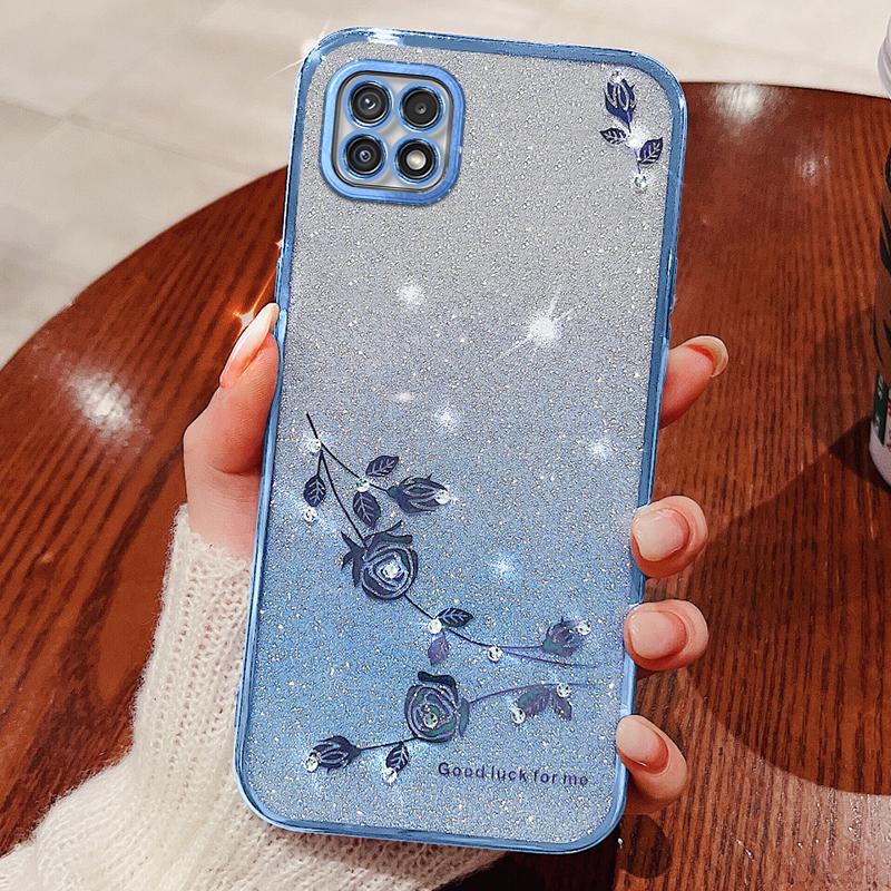 KADEM For Samsung Galaxy A22 5G (EU Version) Case TPU Flower Glitter Phone Cover with Strap Blue
KADEM For Samsung Galaxy A22 5G (EU Version) Case TPU Flower Glitter Phone Cover with Strap Blue