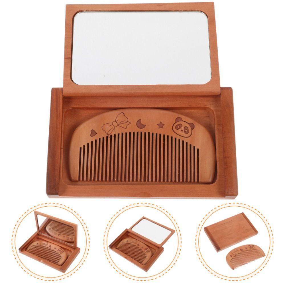 2 in 1 Wooden Comb Mirror Set Mini Foldable Pocket Mirror Portable Folding Mirror Girl Lady Style A 
2 in 1 Wooden Comb Mirror Set Mini Foldable Pocket Mirror Portable Folding Mirror Girl Lady Style A
