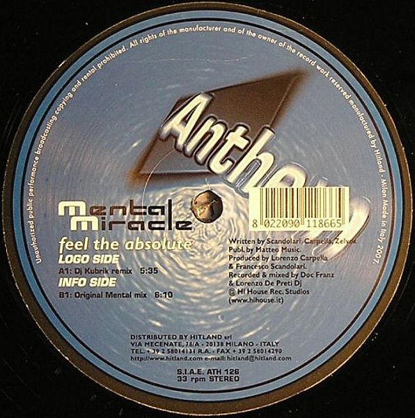 12inch Record MENTAL MIRACLE - Feel The Absolute ATH126 Anthem 2007 Italy Dance & Electronica Used
12inch Record MENTAL MIRACLE - Feel The Absolute ATH126 Anthem 2007 Italy Dance & Electronica Used