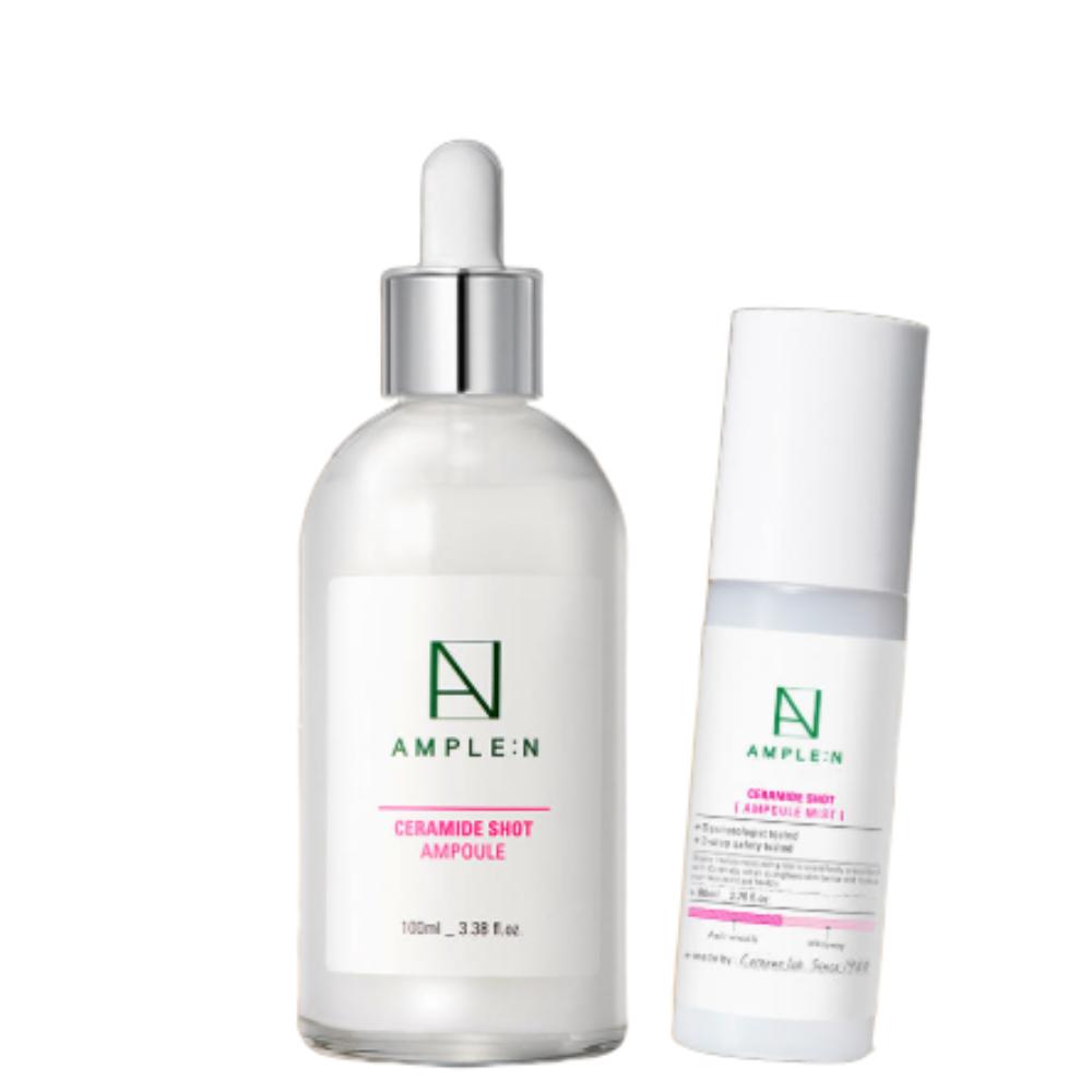 Ample:N Ceramide Shot Ampoule 100ml + Mist 80ml – Intensive Barrier Repair & Hydration Set
Ample:N Ceramide Shot Ampoule 100ml + Mist 80ml – Intensive Barrier Repair & Hydration Set